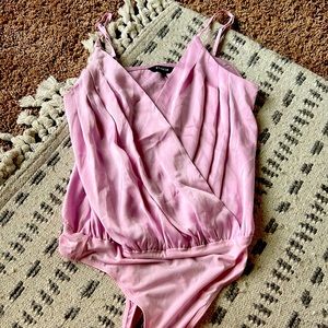 EXPRESS pink satin bodysuit